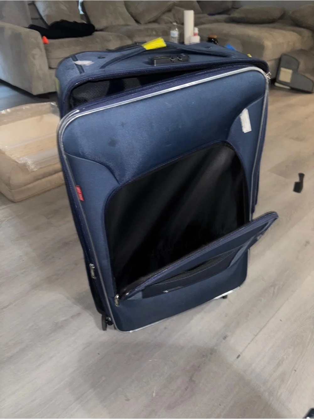 Navy Blue Soft-Side carry on and Hard-Shell Luggage checking - Travel Set